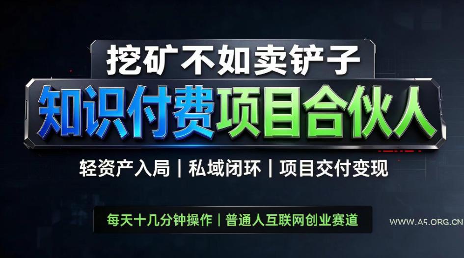 挖矿不如卖铲子，2026最新知识付费全套玩法，轻资产入局|私域闭环|项目交付变现【揭秘】-小红泡