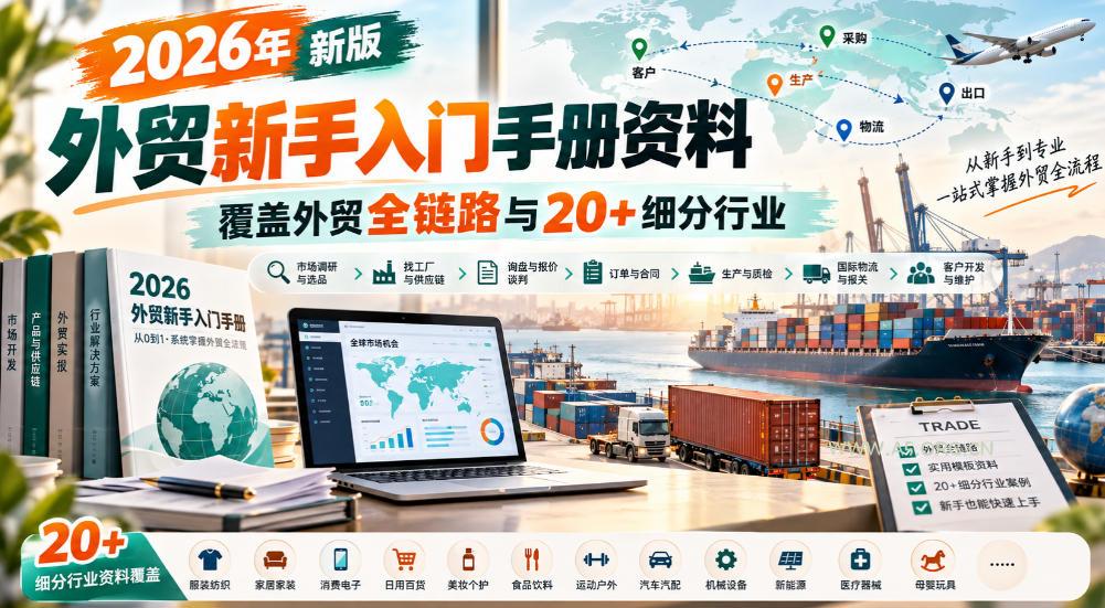 2026年新版外贸新手入门手册资料,覆盖外贸全链路与20+细分行业-小红泡