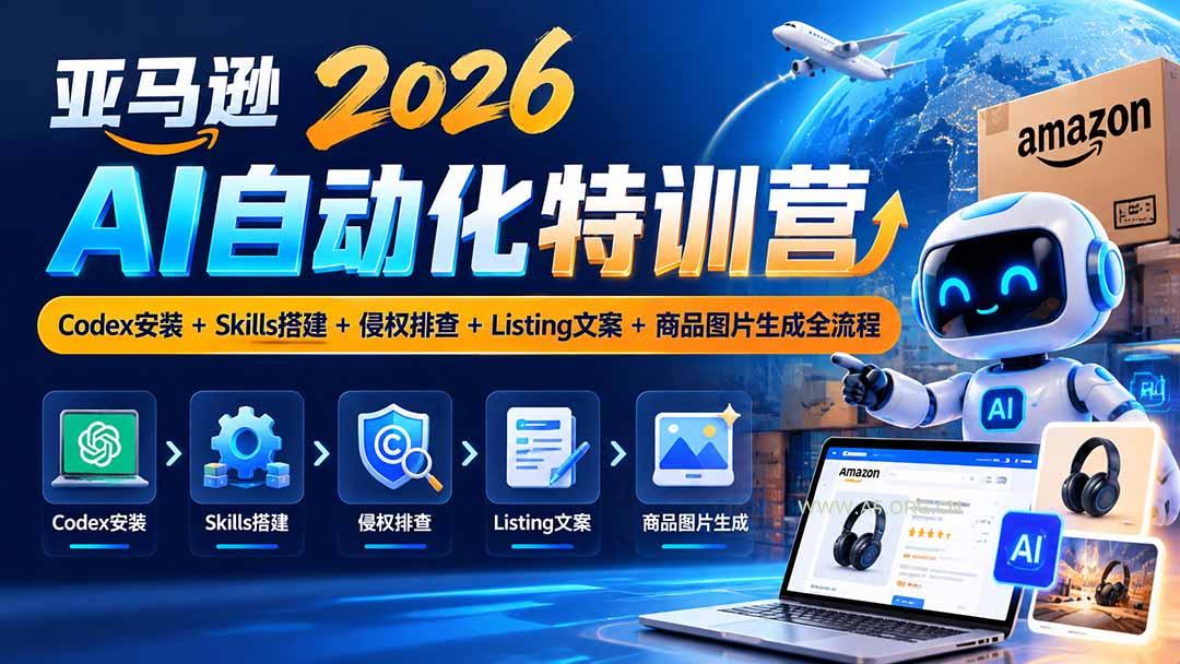 亚马逊2026AI自动化-10月特训营:Codex安装+Skills搭建+侵权排查+Listing文案+商品图片生成全流程-小红泡