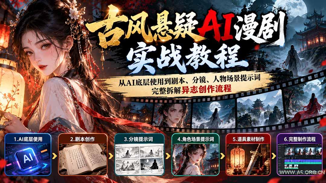 古风悬疑AI漫剧实战教程：从AI底层使用到剧本、分镜、人物场景提示词，完整拆解异志创作流程-小红泡