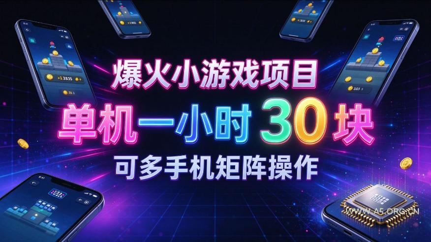 爆火小游戏撸金项目,实测单机一小时30+,可多手机矩阵操作,新手看完一遍就能上手【揭秘】-小红泡