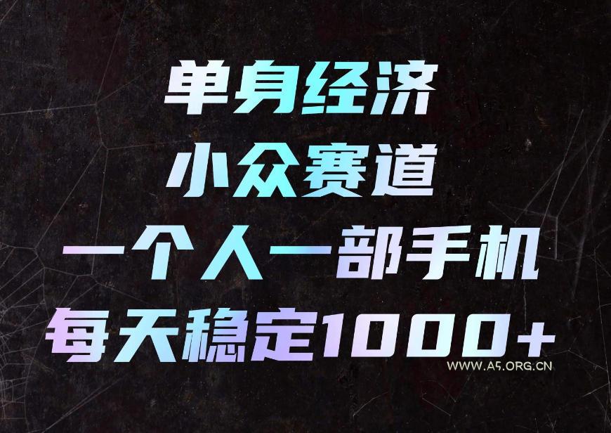 单身经济小众赛道，一个人一部手机，每天稳定1000+，利用下班碎片时间即可【揭秘】-小红泡