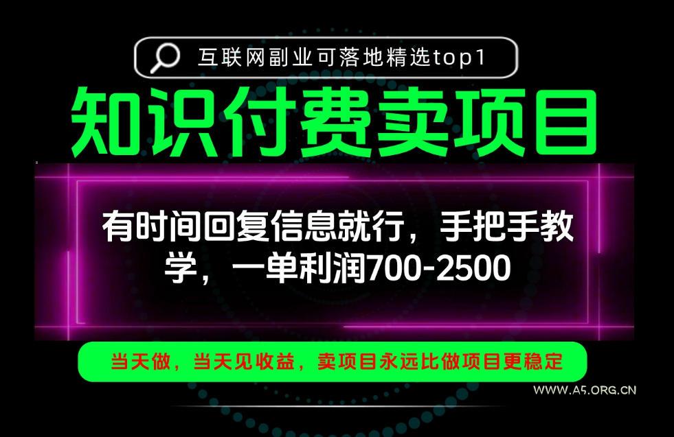 一单利润700-2.5k,有时间回信息就行,手把手带你做知识付费卖项目!一天稳定2-3单!【揭秘】-小红泡