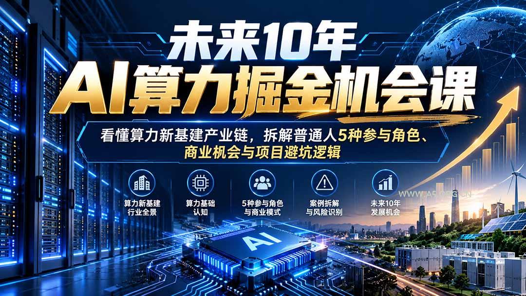 未来10年AI算力掘金机会课：看懂算力新基建产业链，拆解普通人5种参与角色、商业机会与项目避坑逻辑-小红泡