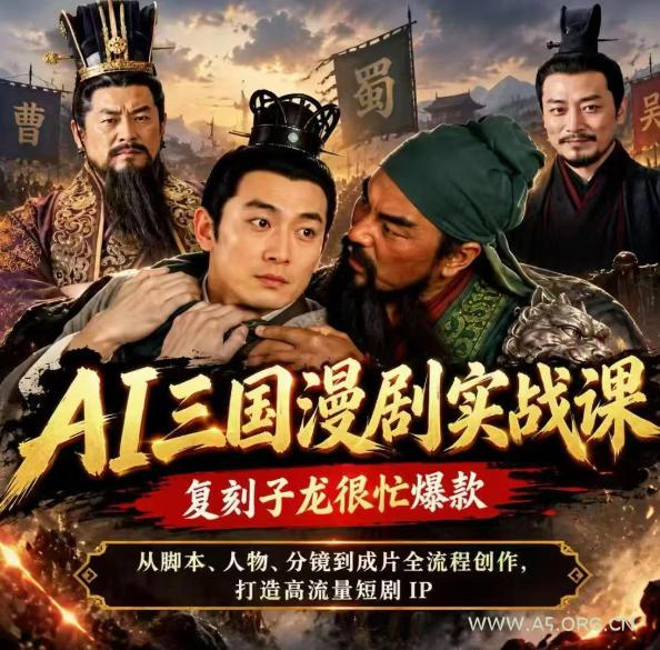 抖音14W粉博主同款AI三国漫剧实战课，复刻子龙很忙爆款，从脚本、人物、分镜到成片全流程创作，打造高流量短剧IP-小红泡