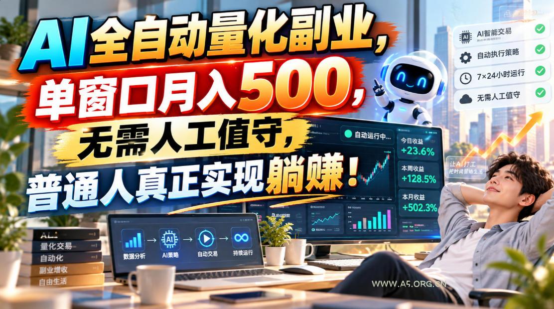 AI全自动量化副业，单窗口月入500，无需人工值守，普通人真正实现躺賺！-小红泡
