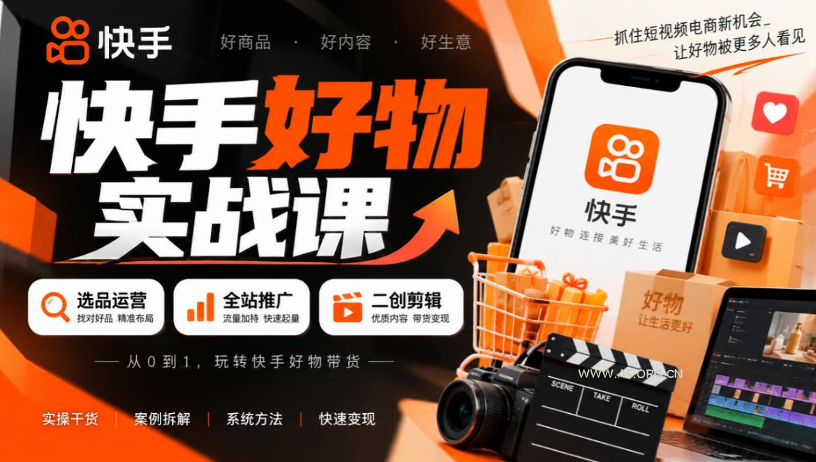 快手好物实战课|选品运营+全站推广+二创剪辑带货变现-小红泡