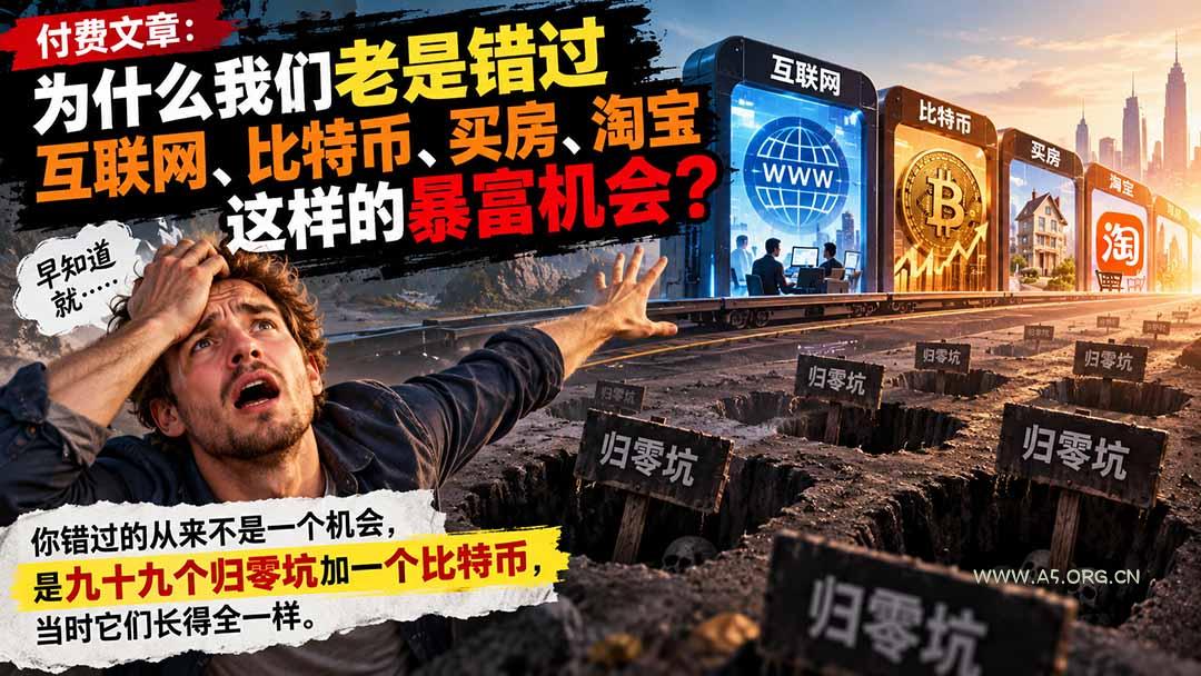 付费文章:为什么我们老是错过互联网、比特币、买 房、淘宝这样的暴富机会?-小红泡