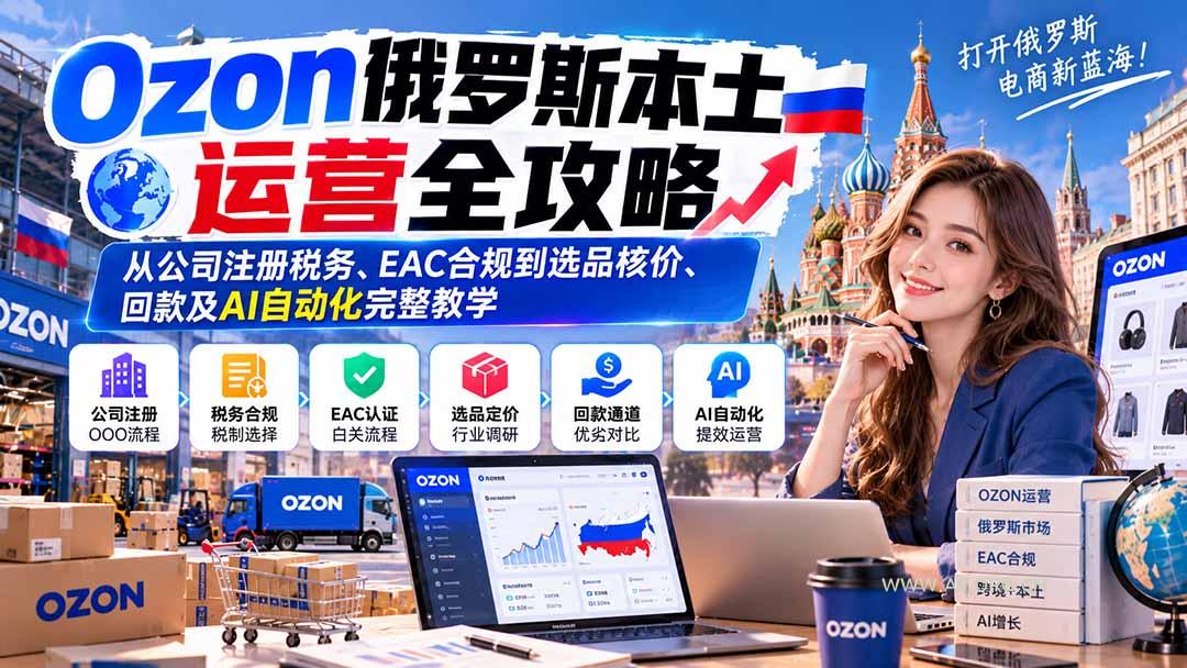 Ozon俄罗斯本土运营全攻略:从公司注册税务、EAC合规到选品核价、回款及AI自动化完整教学-小红泡