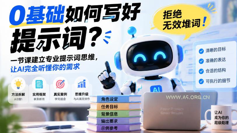 0基础如何写好提示词,拒绝无效堆词!一节课建立专业提示词思维,让AI完全听懂你的需求-小红泡