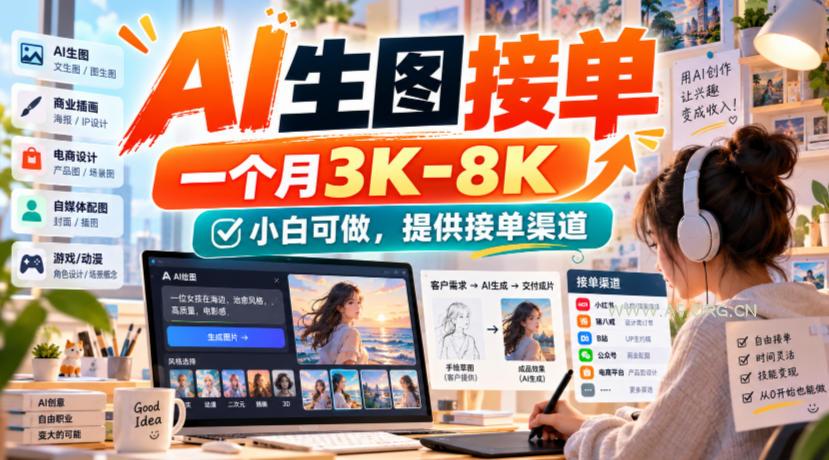 AI生图接单，一个月3K-8K，小白可做，提供接单渠道-小红泡
