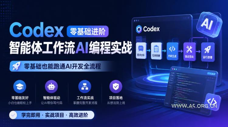 Codex零基础进阶智能体工作流AI编程实战,零基础也能跑通AI开发全流程-小红泡
