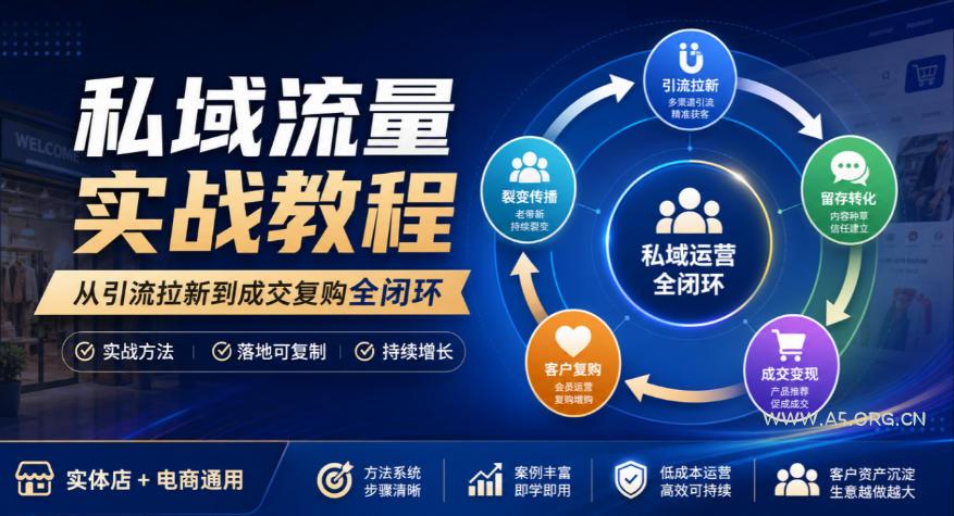 私域流量实战教程,从引流拉新到成交复购全闭环,实体店电商通用-小红泡