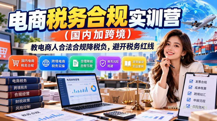 电商税务合规实训营(国内加跨境)，教电商人合法合规降税负，避开税务红线-小红泡