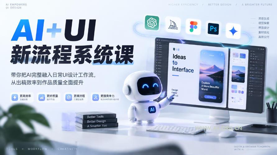 【无水印】AI+UI新流程系统课,带你把AI完整融入日常UI设计工作流,从出稿效率到作品质量全面提升(2026第4期)-小红泡