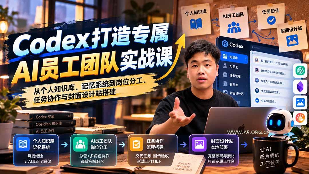 【无水印】Codex打造专属AI员工团队实战课：从个人知识库、记忆系统到岗位分工、任务协作与封面设计站搭建-小红泡