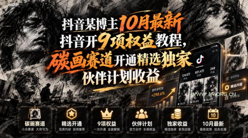 抖音某博主10月最新抖音开9项权益教程,碳画赛道开通精选独家伙伴计划收益,有需要自测-小红泡