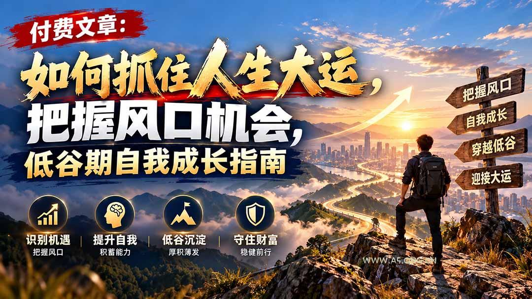 付费文章:如何抓住人生大运,把握风口机会,低谷期自我成长指南-小红泡