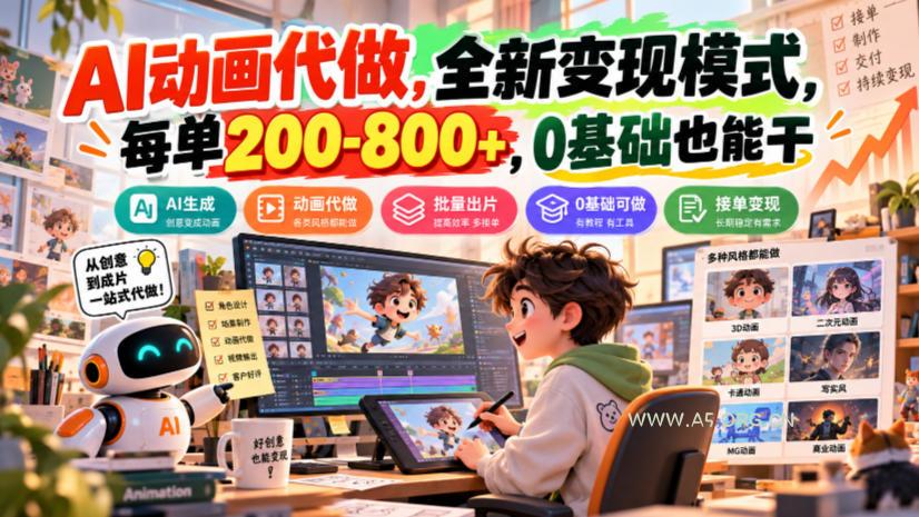AI动画代做，全新变现模式，每单200-800+，0基础也能干【揭秘】-小红泡