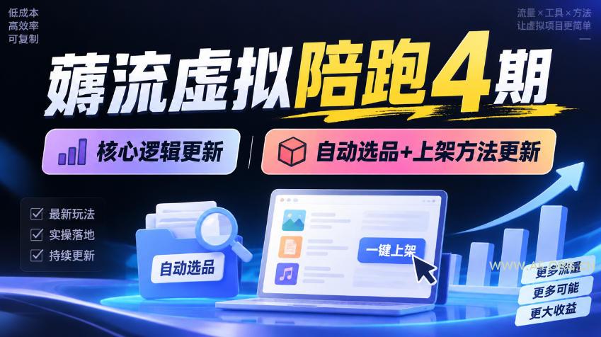 薅流虚拟陪跑4期丨核心逻辑更新丨自动选品+上架方法更新-小红泡
