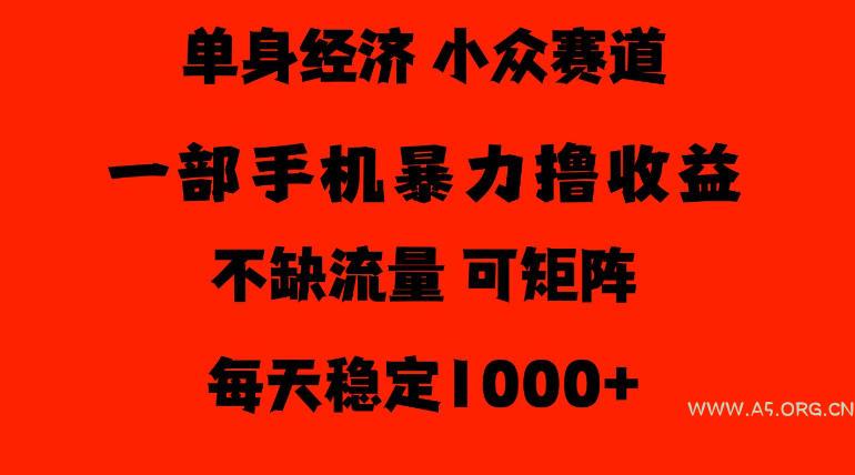 26年暴力单身经济,稳定日入500-1k,不缺流量,流量极大,冷门小众赛道,门槛低小白轻松上手【揭秘】-小红泡