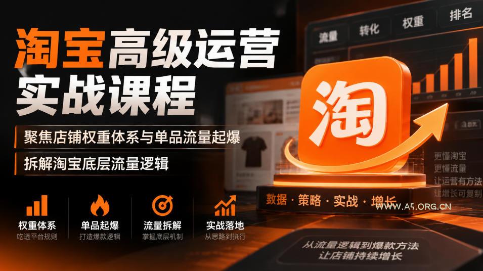 淘宝高级运营实战课程,聚焦店铺权重体系与单品流量起爆,拆解淘宝底层流量逻辑-小红泡