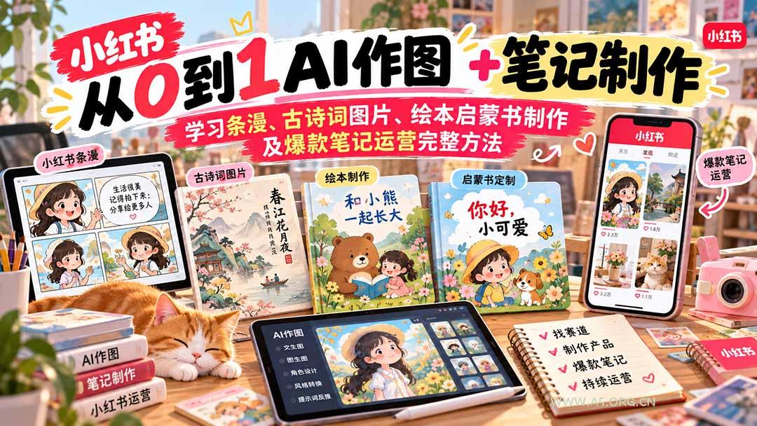 2026小红书AI内容创作从0到1-更新1017：学习条漫、古诗词图片、绘本启蒙书制作及爆款笔记运营完整方法-小红泡