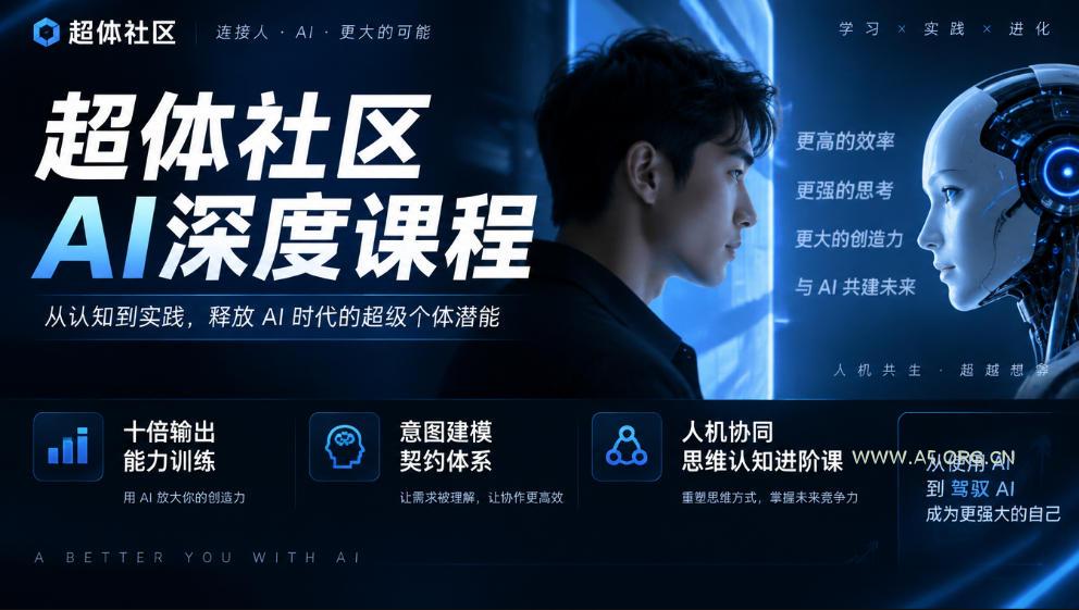 超体社区AI深度课程，十倍输出能力训练，意图建模契约体系，人机协同思维认知进阶课-小红泡