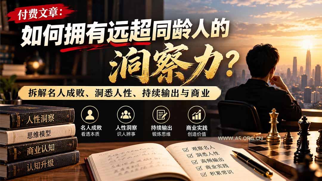 付费文章：如何拥有远超同龄人的洞察力？拆解名人成败、洞悉人性、持续输出与商业实践-小红泡
