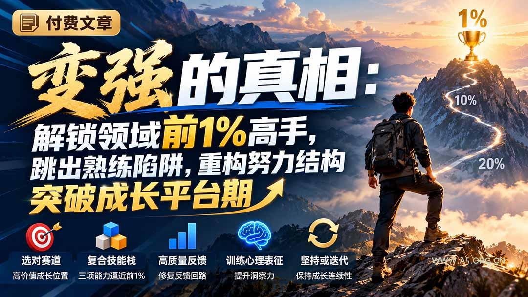 付费文章：变强的真相：解锁领域前1%高手，跳出熟练陷阱，重构努力结构突破成长平台期-小红泡