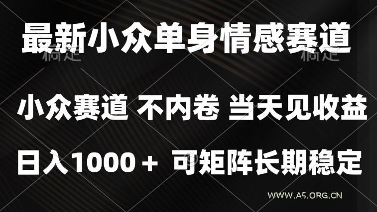 2026最新单身经济掘金项目，简单粗暴，无脑复制粘贴即可，单日收益1k+可矩阵【揭秘】-小红泡