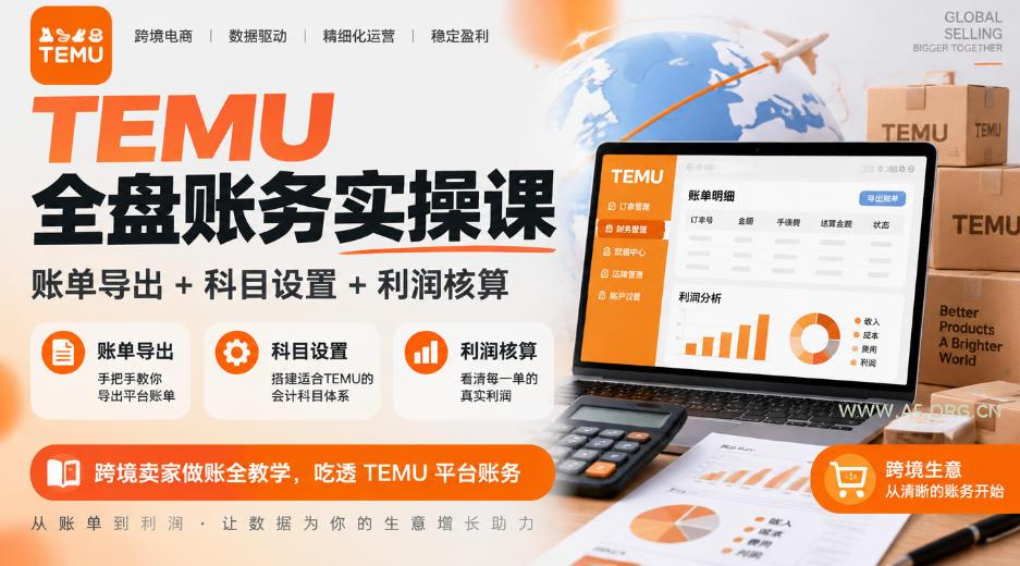 TEMU全盘账务实操课|账单导出+科目设置+利润核算,跨境卖家做账全教学,吃透TEMU平台账务-小红泡