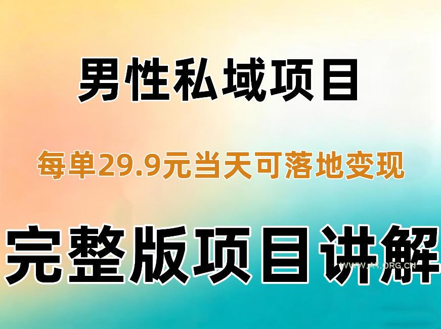 男性私域项目每单29.9,当天就能落地变现【不是S粉项目】详细拆解-小红泡