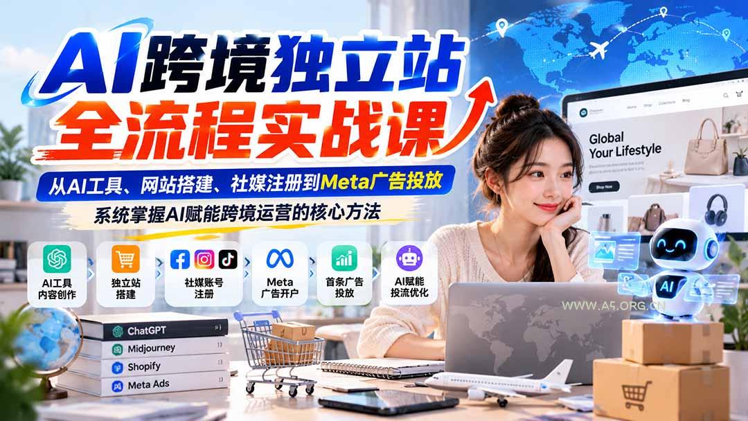 AI跨境独立站全流程实战课:从AI工具、网站搭建、社媒注册到Meta广告投放,系统掌握AI赋能跨境运营的核心方法-小红泡