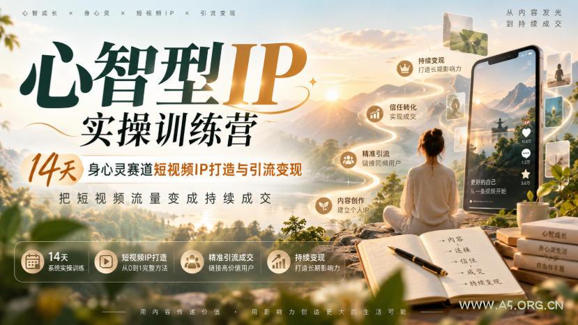 心智型IP实操训练营|14天身心灵赛道短视频IP打造与引流变现,把短视频流量变成持续成交-小红泡