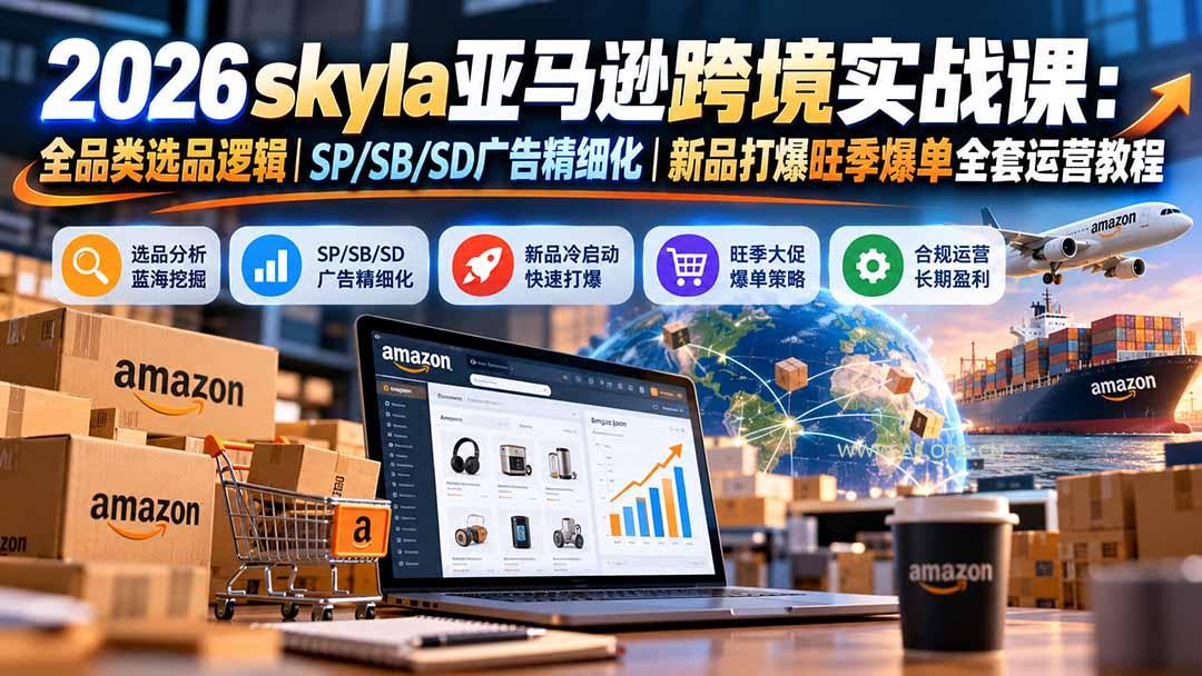 skyla亚马逊跨境实战课-更新1019：全品类选品逻辑｜SP/SB/SD广告精细化｜新品打爆旺季爆单全套运营教程-小红泡