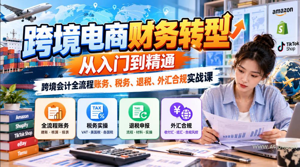跨境电商财务转型:从入门到精通|跨境会计全流程账务、税务、退税、外汇合规实战课-小红泡