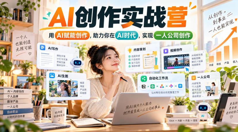 AI创作实战营,用AI赋能创作,助力你在AI时代,实现一人公司创作(更新)-小红泡
