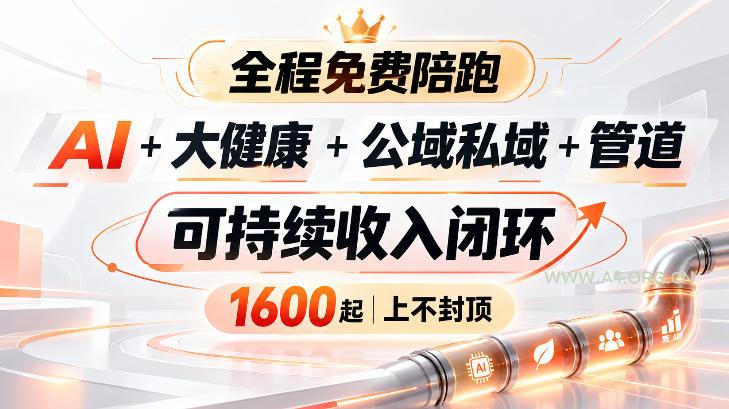 AI+大健康+公域私域+管道+可持续收入闭环，小白可轻松上手，人人可以打造管道收益-小红泡