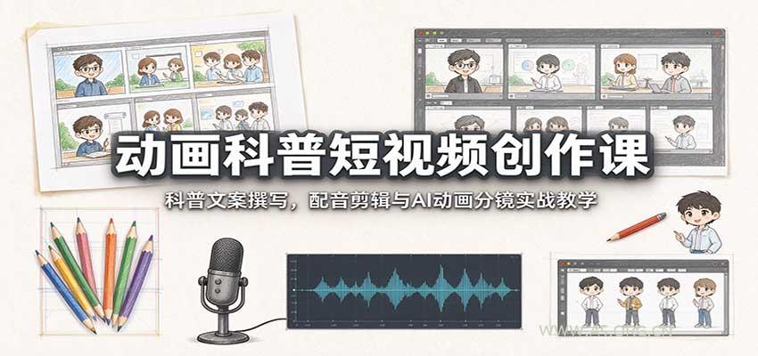 动画科普短视频创作课：科普文案撰写，配音剪辑与AI动画分镜实战教学-小红泡