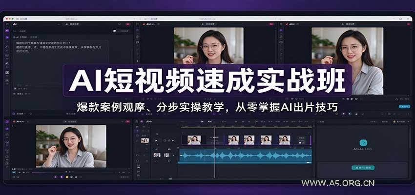 AI短视频速成实战班：爆款案例观摩、分步实操教学，从零掌握AI出片技巧-小红泡
