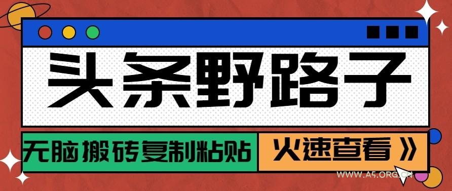 头条号野路子玩法，零成本起号无脑搬砖复制粘贴，普通人稳稳月入过万-小红泡