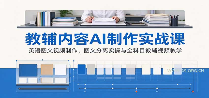 AI制作教辅内容实战课：英语图文视频制作，图文分离实操与全科目教辅视频教学-小红泡