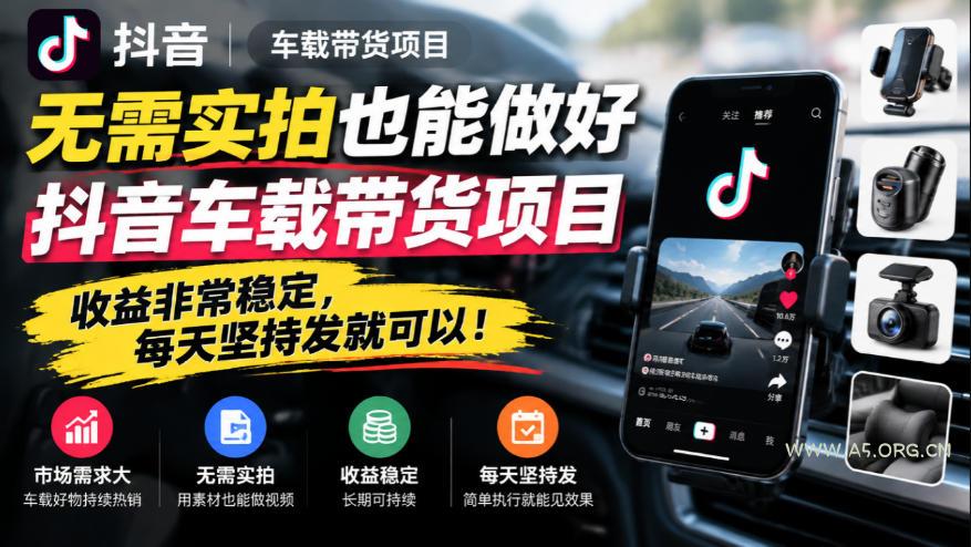 无需实拍也能做好抖音车载带货项目,收益非常稳定,每天坚持发就可以!-小红泡