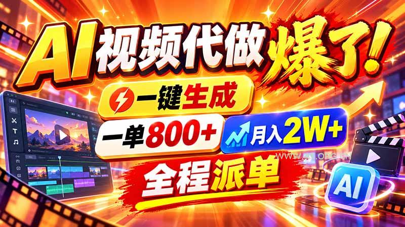 2026年底新赛道,AI视频代做一单800+,小白可做,告别打工-小红泡
