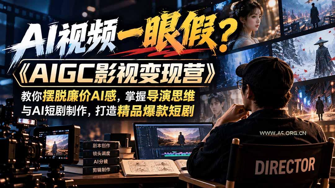 【无水印】AI视频一眼假？《AIGC影视变现营》教你摆脱廉价AI感，掌握导演思维与AI短剧制作，打造精品爆款短剧-小红泡