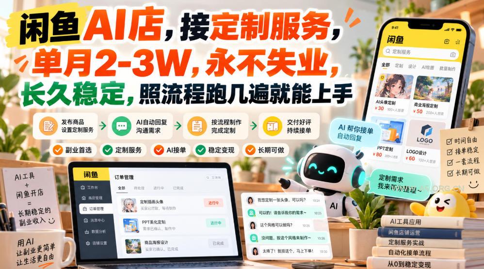 闲鱼AI店,接定制服务,单月2-3W,永不失业,长久稳定,照流程跑几遍就能上手-小红泡