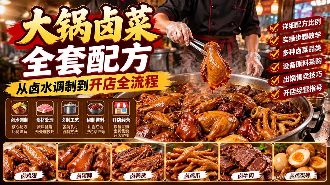 大锅卤菜全套配方，从卤水调制到开店全流程，感觉学会了去摆摊也不错-小红泡