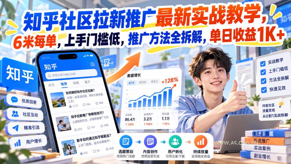 知乎社区拉新推广最新实战教学，6米每单，上手门槛低，推广方法全拆解，单日收益1K+！(更新1030)-小红泡