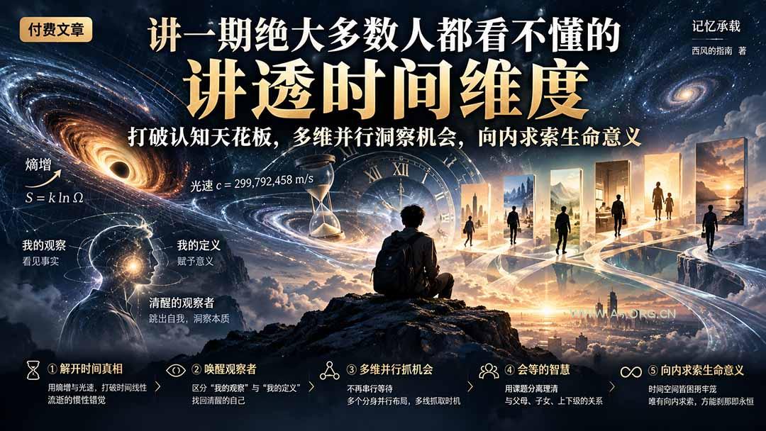 付费文章：讲一期绝大多数人都看不懂的，讲透时间维度，打破认知天花板，多维并行洞察机会，向内求索生命意义-小红泡